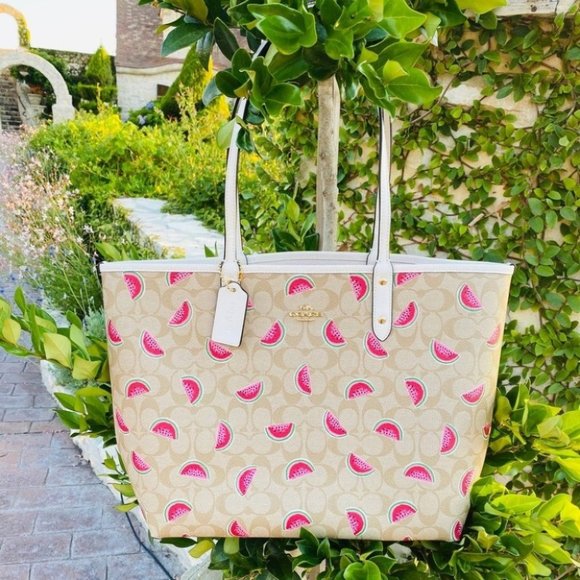 NWT Coach signature reversible watermelon tote bag